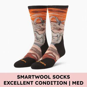 Smartwool Merino Wool Hiking Crew Socks Arches Print Perseveres Medium Orange